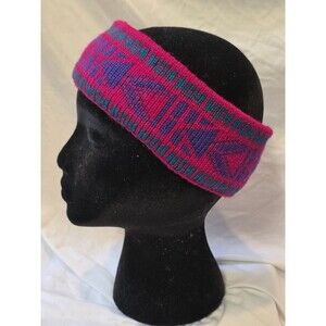Vermont Originals Vintage Headband 100% Wool 80s Ski Teal & Pink OSFM EUC